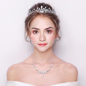 مجموعات AAA Zircon Crystal Crown Headgear Headgear المجوهرات مجموعة الزخارف الحلي ملحقات فستان الزفاف