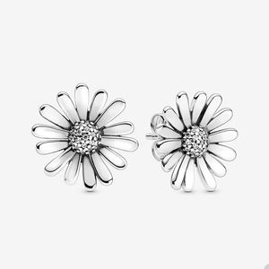 パンドラのためのパーブchrysanthemumスタッドイヤリング本物のスターリングシルバーフラワーイヤリングデザイナージュエリージュエリージュエリー女子姉妹ギフトイヤリングオリジナルボックスセット
