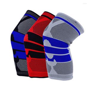 Knee Pads 1 PCS Silicone Padded Supports Brace Basketball Fitness Meniscus Patella Protection Kneepads Sports Safety Sleeve
