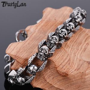 Chokers punk rocker skalle armband män tung 316l rostfritt stål mäns armband gotiska smycken halloween tillbehör dropshipping