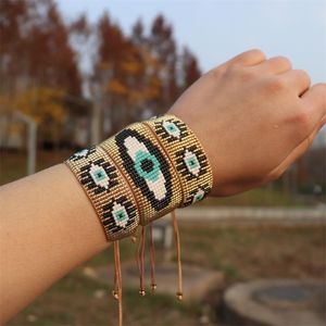 Armband Zhongvi Lucky Evil Eye Armband Pulseras 2021 Populära Miyuki Jewelry for Women Gift Boho Tassel Turkiska ögonarmband grossist
