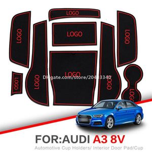 Alfombrilla para ranura de puerta de coche posavasos de agua alfombrillas antideslizantes interiores para Audi A3 2013-2019245A