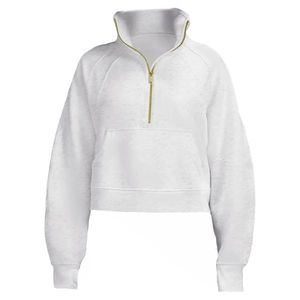 Lu-088 Mulheres Jaquetas Hoodies Além de Veludo Outono e Inverno Yoga Hoodie Scuba Espessamento Esportes Meio Zíper Hoodie Terry Designer Suéter Feminino TopELYN