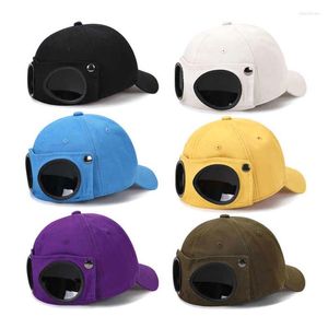 Caps de bola Pilot Goggles Baseball Cap unissex Athletic Low Perfil Color Solid Cotton Sunglasses Pico para o sol Visor Hat Men Wo