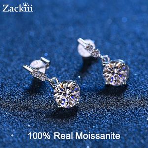 Kolczyki 925 Srebrne kolczyki 100% gra moissanite diamenty szlachetne ślubne Wymaganie Kolczyki Uszy Uszy Biżuteria