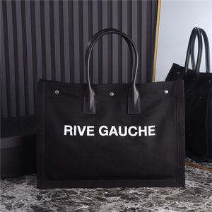 Designer Luxury Bags Women Rive Gauche Shopper Neutral Tote Canvas Leather Large Black Totes Ladies Handväskor Väskor