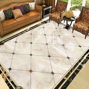 Wallpapers Modern Simple Marble Geometric Floor Wallpaper 3D Tiles Mural Living Room El Sticker PVC Self-Adhesive Waterproof