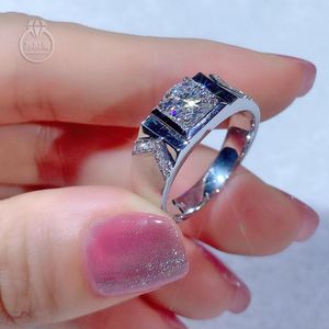 Anelli in vendita 1CT Moissanite Anelli per uomo Non regolabile Semplice classico S925 Argento placcato platino Anello con diamanti Commercio all'ingrosso di gioielli