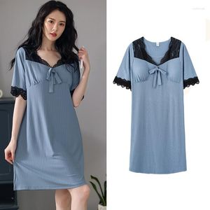 Women's Sleepwear Ice Silk Night Dress Women Sexy Lace Kawaii Lingerie Nightgown Sleep Tops Nighty For Ladies 2023 Summer Plus Size