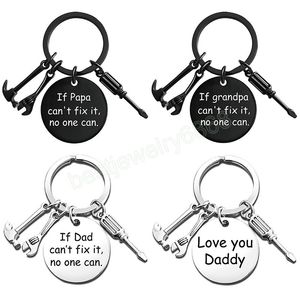 Fathers' Day Dad Papa Birthday Gifts Trendy Wrench Keyring Metal Hand Tools Daddy Fathers Day Keyring Men Father Party Gift
