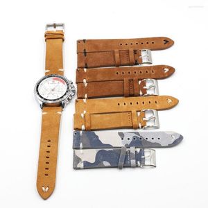 Assista Bandas Retro Camuflage Suede Banda de couro Strap 18mm 20mm 22mm 24mm para homens Acessórios de cinto Mulheres pulseira pulseira pulseira