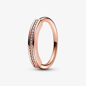 Anel de pavimentação I-D de assinatura para Pandora 18k Rose Gold Party Party Jóias Designer Jóias para Mulheres Mens Crystal Diamante 100% 925 Anel de Silver Casal com caixa original