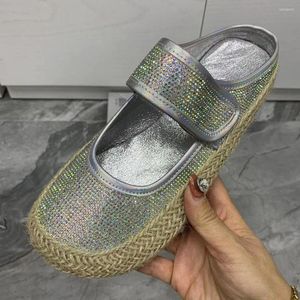 Slippers Fashion Rhinestone Women Bling Summer Shoes Flats Sandals بالإضافة إلى الحجم