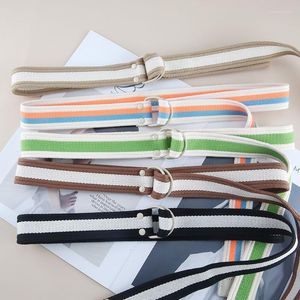 Kemerler Strip Renk Canvas Bel Kuşak Öğrencisi All-Match Band pantolon çifte toka gündelik