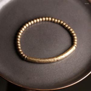 Strang Handgehämmertes Messingrohr-Perlenarmband Vintage künstlich oxidiert Golden Street Rock Metal Modeschmuck Paararmbänder