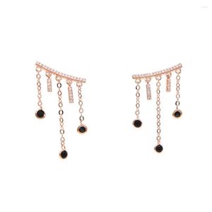 Stud Earrings Top Quality 2023 Popualr Tassel Chain Fashion Elegant Wedding Bridal Earring Gift Gold Color Cz Climber Bar Long