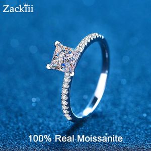 Anéis 12ct princesa corte moissanite anel de noivado vvs incolor solitaire diamante promessa nupcial conjuntos anel para mulheres jóias de casamento