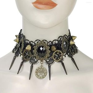 Ketten Euro-amerikanische Spitze Gang Spitzkegel Retro Mode Alles Persönlichkeit Kristall Niet Halskette Gothic Punk Choker Weiblich