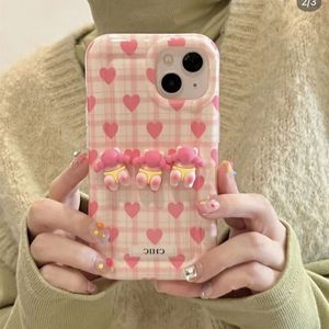 Designer Telefonfodral Cartoon Pink Heart Mönster Lämplig för iPhone 14 13 12 Pro Max 11 14Plus Soft Shell Anti-Fall Phone Case