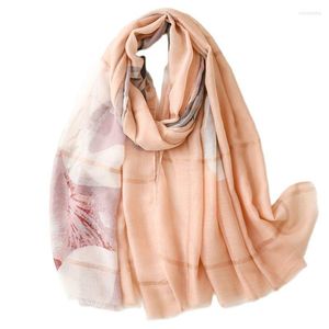 Scarves Warm Tone Light Mikashan Camellia Gold Wool Edge Encrypted Bali Yarn Silk Scarf Cotton Feel Tourism Shawl