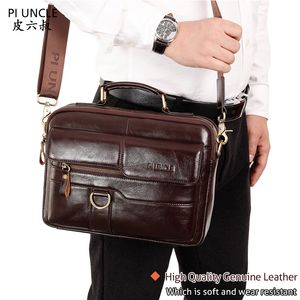 Briefcases Men's Business Bag For Men's Small Briefcases For 10" Laptop Bag Men's Leather Office Bag For Documents Computer Briefcases 230520