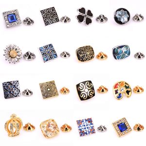 Brand new high quality enamel craft exquisite pattern crystal zircon Brooch men's Lapel Pin clothing backpack Badge