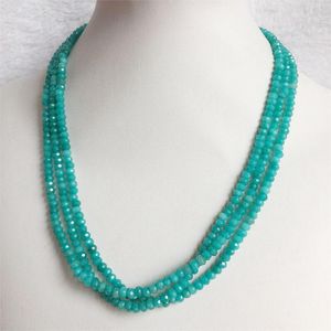 Necklaces Small 3*4MM Faceted ite Jade Necklace for Women Natural Stone Beaded Gem Choker Collares Abacus Jewelry