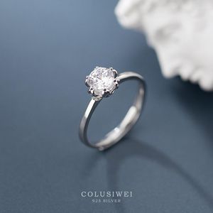 Küme halkaları colusiwei açık ayarlanabilir göz kamaştırıcı net cz Kadınlar için 925 STERLING Gümüş Düğün Nişan Beyanı Band Fine Jewelry