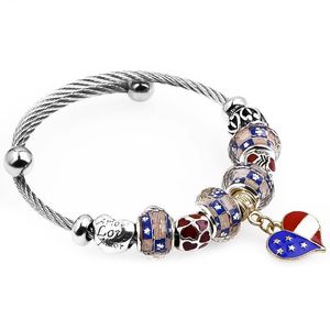 Pulseiras de link pulseira de aço de titânio American Flag Jóias Pingente Cadeia por atacado