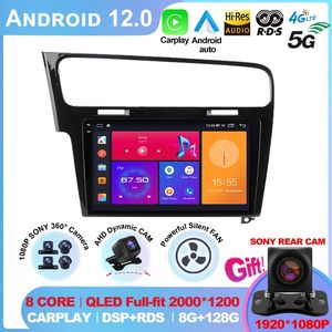 フォルクスワーゲンVWゴルフ7 MK7 GTI 2011-2021カーラジオカープレイHDマルチメディアアンドロイド12オートQUALCOMM GPSステレオ2DINビデオプレーヤー