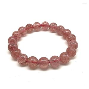 Strand en god kvalitet 10 mm Nature Strawberry Stone Round Bead Armband för kvinnor Färg inte glaspärlor Fashion Party Jewelry