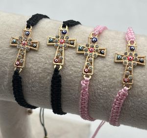 Bangle 12pcs multicolored diamondencrusted nylon thread braided cross bracelets can be used for prayer Various colors to choose from