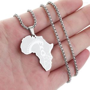 Hänge halsband qiamni afrikansk karta afinkra sankofa halsband för män kvinnor rostfritt stål afrika choker smycken fest present krage