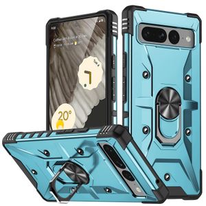 Socktät hybridmagnetisk metallring Kickstand-fodral för Google Pixel 7 Pro 8 6A 6 Anti-slip Dual Layer Stand Bracket Phone Cover