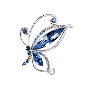 Luxurious Colorful Inlaid Zircon Hollow Butterfly Brooch Insect Rhinestone Pins Fashion Suit Accessory Women's Corsage Jewelry