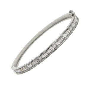 Bangle Wholesale Fashion Women Charm European Classic Iced Out Bling Micro Paled Baguette CZ Wide Band Armband Wedding Jewelry