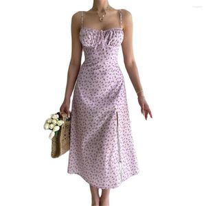 Casual Dresses 2023 Arrivals Summer Women's Trendy Floral Ladies Sling Print Dress Lace Large Size Female Long OL Clothing