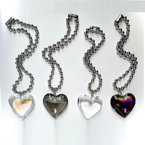 Catene Cuore trasparente Neckalce Donna in acciaio inossidabile Collana a due strati Gioielli di design di lusso