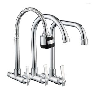 Bathroom Sink Faucets 1PC Wall Mount Copper Basin Rotatable Single Handle Cold Water Tap For Kitchen Toilet Hardware Accessories