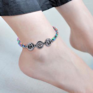 Anklets 2023 Star Hematite Magnetic Healthcare Weight Loss Slimming For Women Fashion Vintage Handmade Bracelet Foot Jewelry