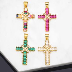 ペンダントネックレスocesrio CZ Cross for Necklace Making Copper Gold Glated Crucifix Jewelry Supplies Diy Wholesale Bulk Pdta861