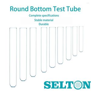 10pcs Laboratory High Temperature Borosilicate Glass Flat Mouth Round Bottom Test Tube 200mm 180mm 150mm LAB