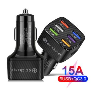 車12-32 v車Bluetooth 5.0 FMトランスミッターQC 3.0 6 USB 15A Type-C Fast Charger MP3プレーヤーLOSSLESS MUSIC CAR CHARGER FOR HUAWEI