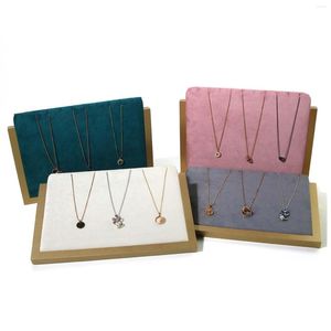 Jewelry Pouches Necklace Display Stand Wooden Velvet Necklaces Storage Rack Bracelet Chains Organizer Hanger For Ornament Counter Shows