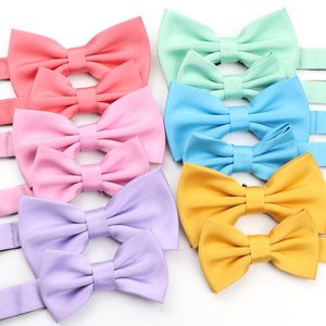 Neck Ties Bright Light Color Parent-Child Bow Tie Set Chic Men Women Kids Butterfly Peach Pink Orange Green Satin Bowtie Accessory Gift