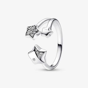Autêntico Sterling Silver Star Star Rings para Pandora Crystal Diamond Open Ring Jewelry de Designer para Mulheres Sisters Gift Party Ring com caixa original por atacado