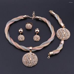 Halsband örhängen set oeoeos nigerianska pärlor smycken för kvinnor bröllop kristall brud party smycken dräkt