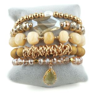 Armbänder RH Fashion Bohemia Armband-Sets Beige 5-teiliges Stapel-Armband-Set für Frauen Boho-Schmuck Freunde Geburtstag