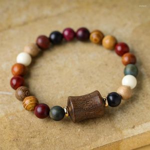 Strand Log Original Sandalwood Wooden Multi-treasure Beads Multi-color Bracelet Lady Charm Retro Simplicity Fashion Jewelry Gifts