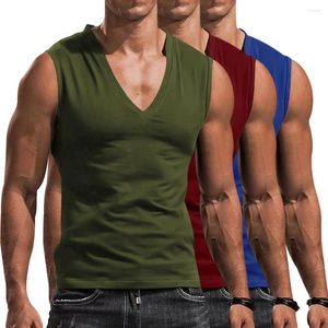 Herren-Tanktops, Herren-Weste, Sommer, V-Ausschnitt, ärmelloses Oberteil, einfarbig, für Fitnessstudio, Laufen, Bodybuilding, schmale Passform, atmungsaktiv, Workout, Streetwear